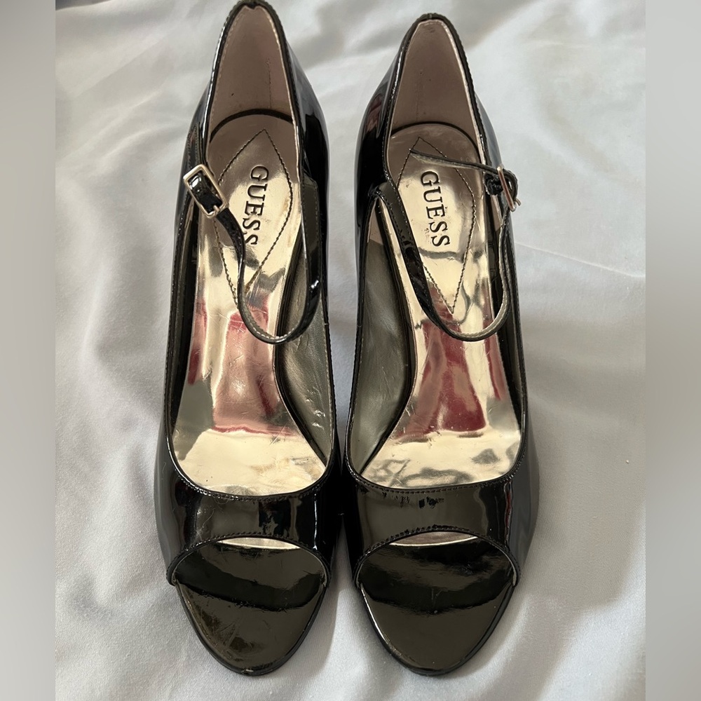 Guess Black Peep Toe Heels Size 6.5
